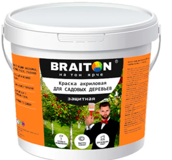 Краска для садовых деревьев (с биоцидом) Braiton Paint акриловая ВД