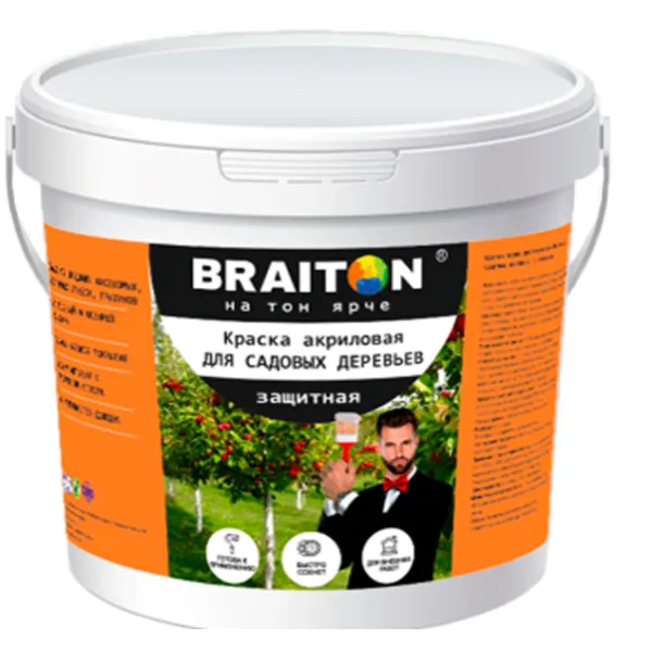 Краска для садовых деревьев (с биоцидом) Braiton Paint акриловая ВД